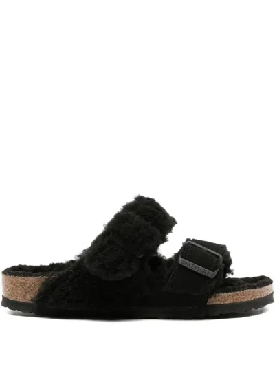 Birkenstock Arizona Teddy Split Suede Sandals In Black