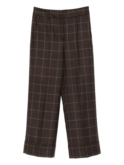 Incotex Wool Trousers Featuring Checked Design In Brown
