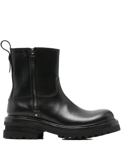 Premiata Elba Leather Ankle Boots With Zip Shoes In Black