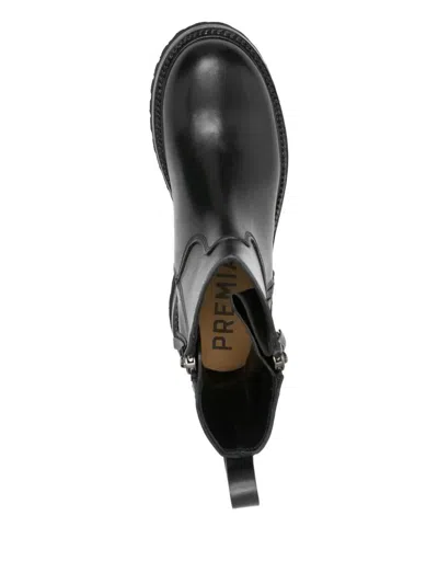 Premiata Elba Leather Ankle Boots With Zip Shoes In Black