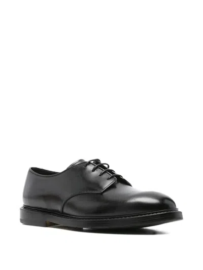 Premiata Round Toe Leather Callo Derby Shoes In Black