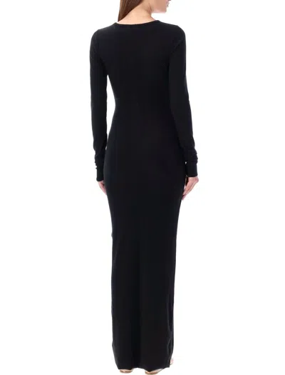 Éterne Long Sleeve Crewneck Maxi Dress In Black