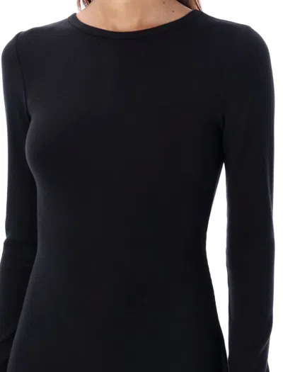 Éterne Long Sleeve Crewneck Maxi Dress In Black