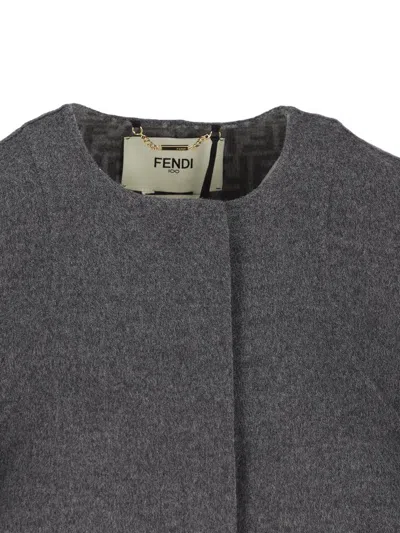 Fendi Patch-pocket Jacket In Gray