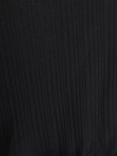 Fendi V-neck Ribbed Top With Ruffles Clothing In Black