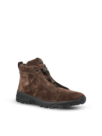 Zegna Triple Stitch Suede High-top Sneakers In Multi