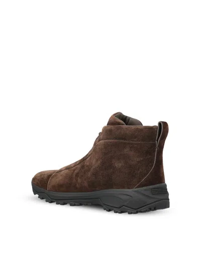 Zegna Triple Stitch Suede High-top Sneakers In Multi