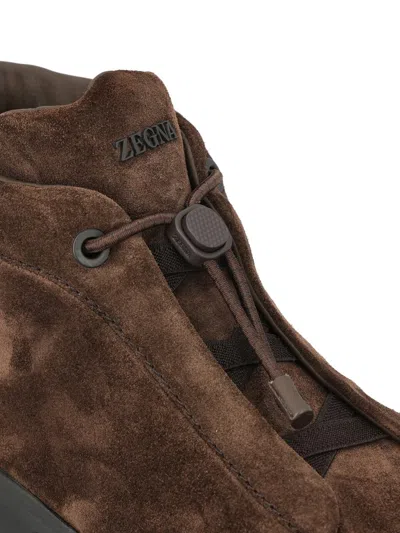 Zegna Triple Stitch Suede High-top Sneakers In Multi