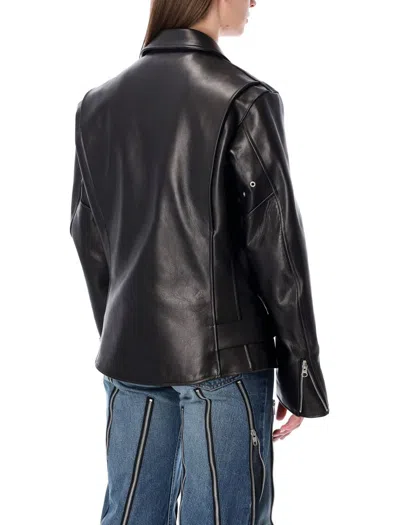 Junya Watanabe Zippered Long-sleeved Leather Jacket In Black