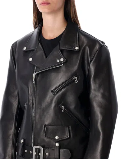 Junya Watanabe Zippered Long-sleeved Leather Jacket In Black