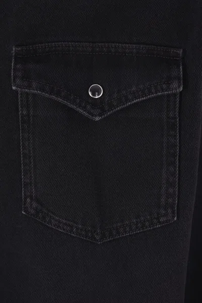 Mm6 Maison Margiela Western Style Denim Shirt Pockets In Black