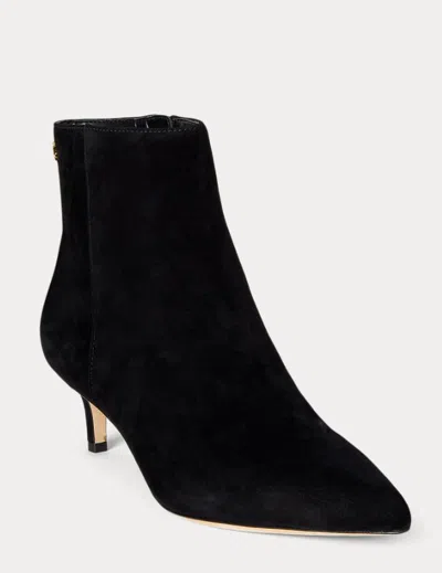 Ralph Lauren Mckay Suede Bootie Heel In Black