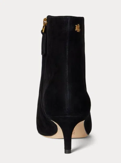 Ralph Lauren Mckay Suede Bootie Heel In Black