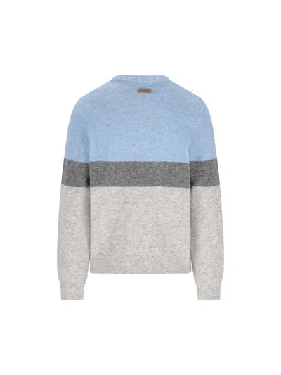 Jacob Cohen Color Block Crew Neck Sweater In Blue