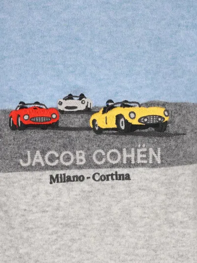 Jacob Cohen Color Block Crew Neck Sweater In Blue