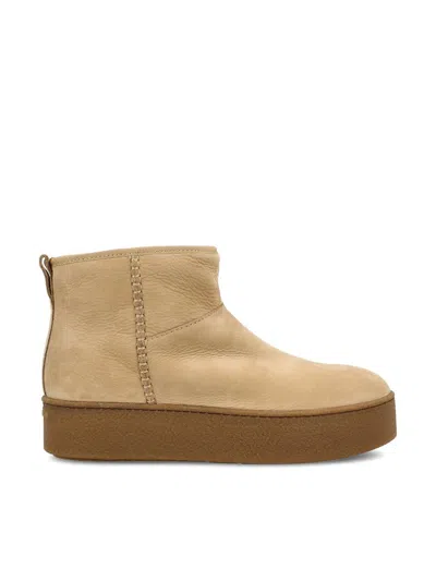 Hogan Beige Suede Ankle Boots In White