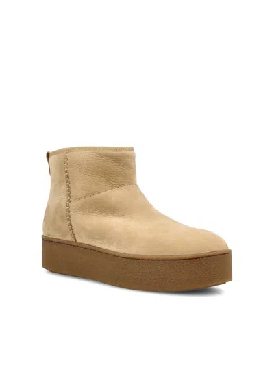 Hogan Beige Suede Ankle Boots In White