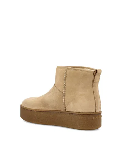 Hogan Beige Suede Ankle Boots In White