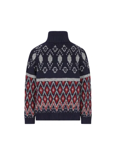 Loewe Fair Isle Wool Cardigan In Blue