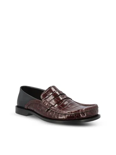 Loewe Campo Flap Loafers In Embossed Crocodile Leather And Smooth Leather In Multi