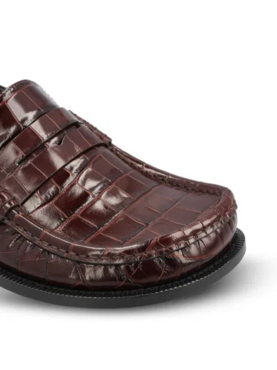 Loewe Campo Flap Loafers In Embossed Crocodile Leather And Smooth Leather In Multi