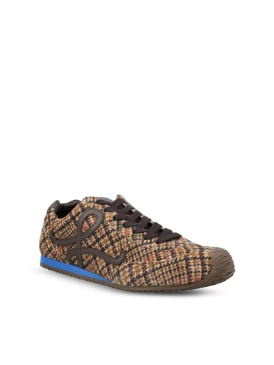 Loewe Ballet Runner 2.0 Leather-trimmed Checked Wool Sneakers In Multi