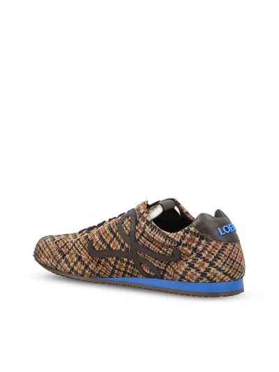 Loewe Ballet Runner 2.0 Leather-trimmed Checked Wool Sneakers In Multi