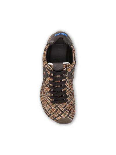 Loewe Ballet Runner 2.0 Leather-trimmed Checked Wool Sneakers In Multi