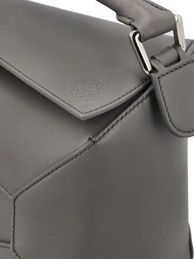 Loewe Puzzle Edge Small Leather Handbag In Gray