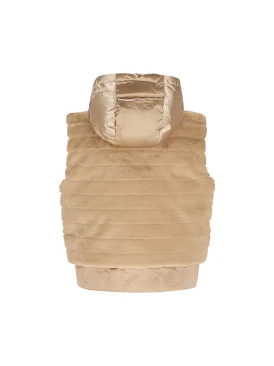 Bogner Yumi Hooded Quilted Plush And Recycled-satin Down Ski Vest In Neutral