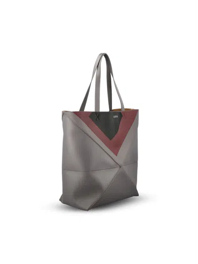 Loewe Albers Puzzle Fold Xl Panelled Leather Tote Bag In Gray