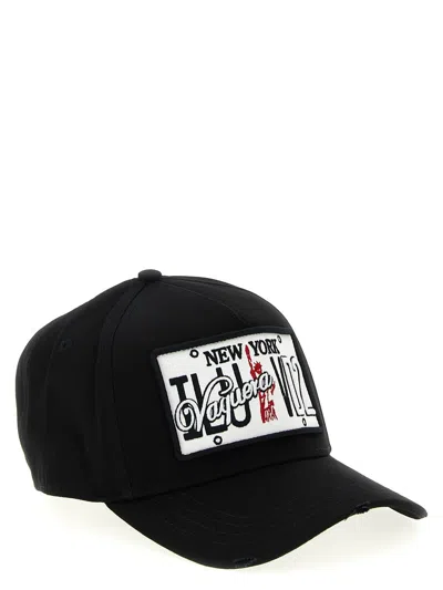 Dsquared2 Branded Baseball Cap Curved Peak In Black