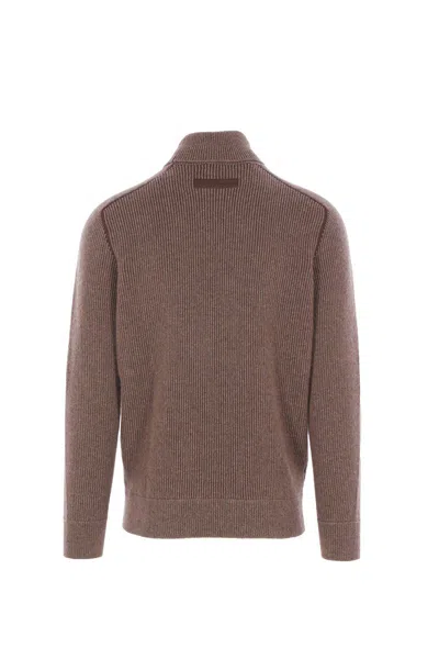 Zegna Ribbed Turtleneck Sweater In Pink