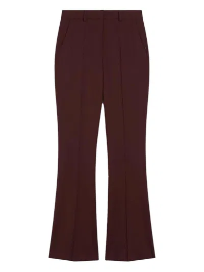 Sportmax High Waist Wide Leg Trousers With Pockets In Brown