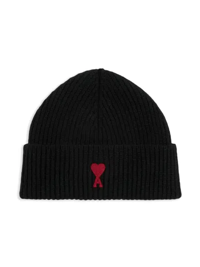 Ami Alexandre Mattiussi Ami Paris Women Ami De Coeur Wool Beanie In Black