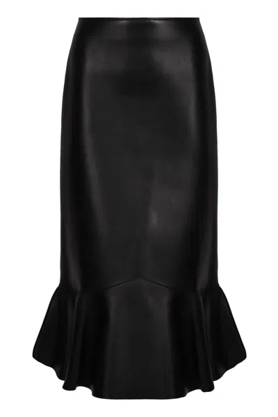 Fendi High-waisted Ruffled Hem Skirt In Black