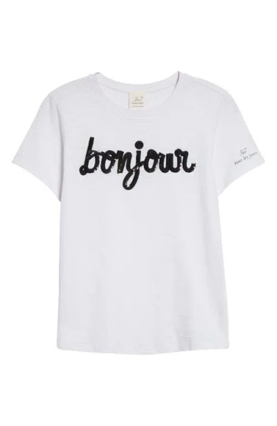 Cinq À Sept Cinq A Sept Merci Sequin Fringe Graphic Tee In White