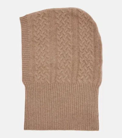Max Mara Romana Cable-knit Cashmere Hood In Brown