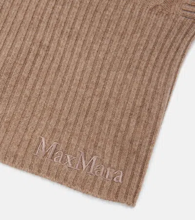Max Mara Romana Cable-knit Cashmere Hood In Brown