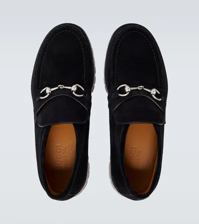 Gucci Horsebit Suede Ankle Boots In Black