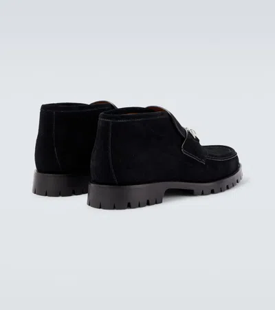 Gucci Horsebit Suede Ankle Boots In Black