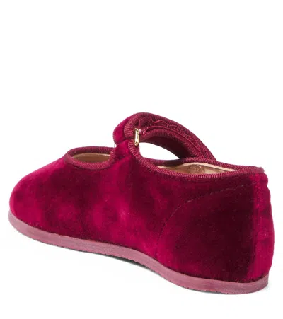 Bonpoint Ellaro Embroidered Velvet Slippers In Burgundy