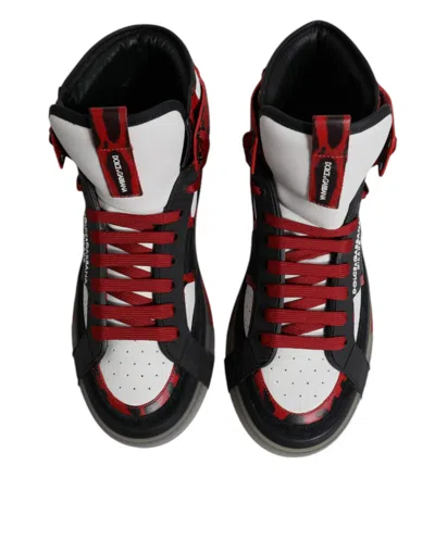 Dolce & Gabbana Men's Cheetah-print Clear-sole High-top Sneakers In White