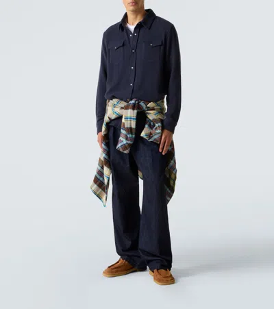 God's True Cashmere Cashmere Shirt With Emerald In Blue