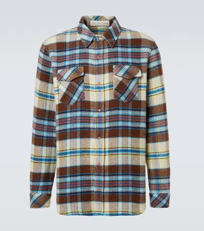 God's True Cashmere Plaid Cashmere Shirt With Sunstone In Multi