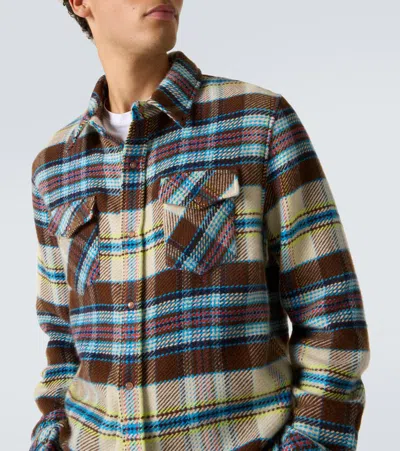 God's True Cashmere Plaid Cashmere Shirt With Sunstone In Multi