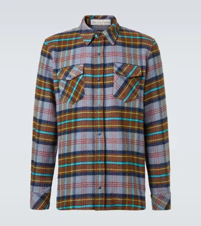 God's True Cashmere Plaid Cashmere Shirt With Lapis Lazuli In Multi