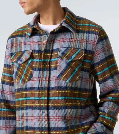 God's True Cashmere Plaid Cashmere Shirt With Lapis Lazuli In Multi