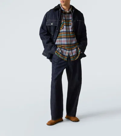 God's True Cashmere Plaid Cashmere Shirt With Lapis Lazuli In Multi