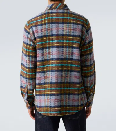 God's True Cashmere Plaid Cashmere Shirt With Lapis Lazuli In Multi